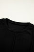 Exposed Seam Crew Neck Relaxed Pullover Long Sleeve Top